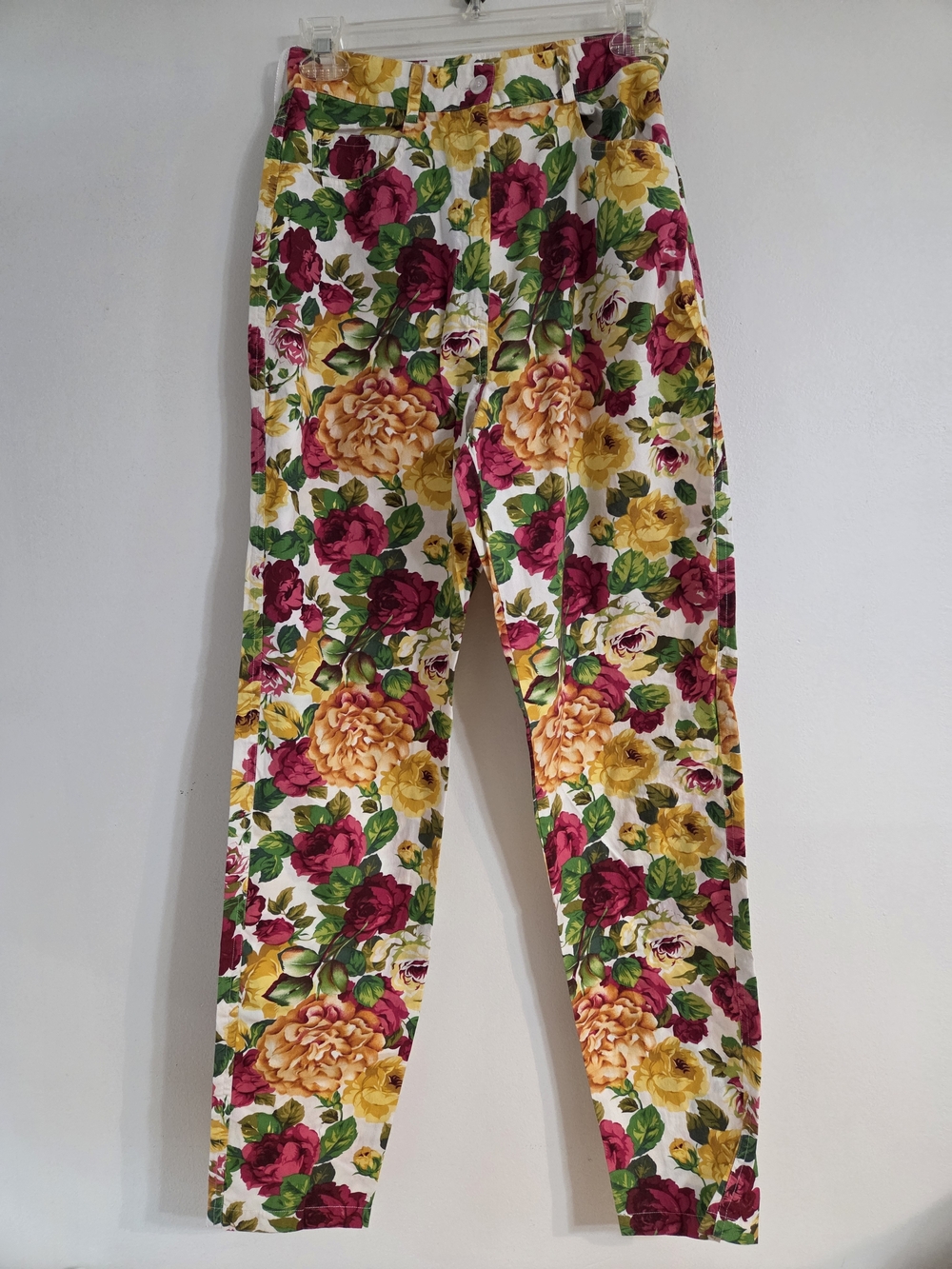 Floral Print Cotton Pants in Yellow, Green & Pink
